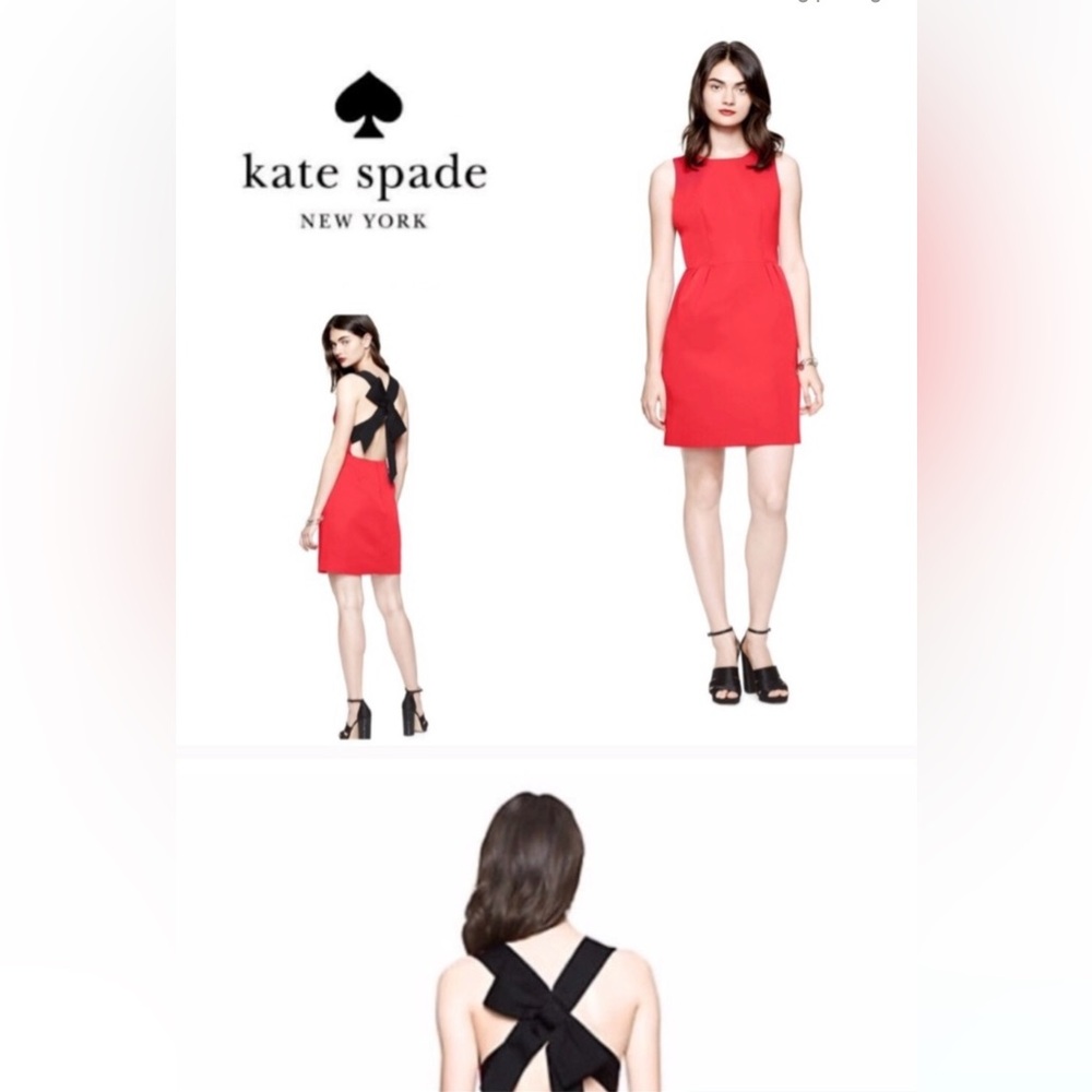 💓NWT Kate Spade red bow back dress, 6